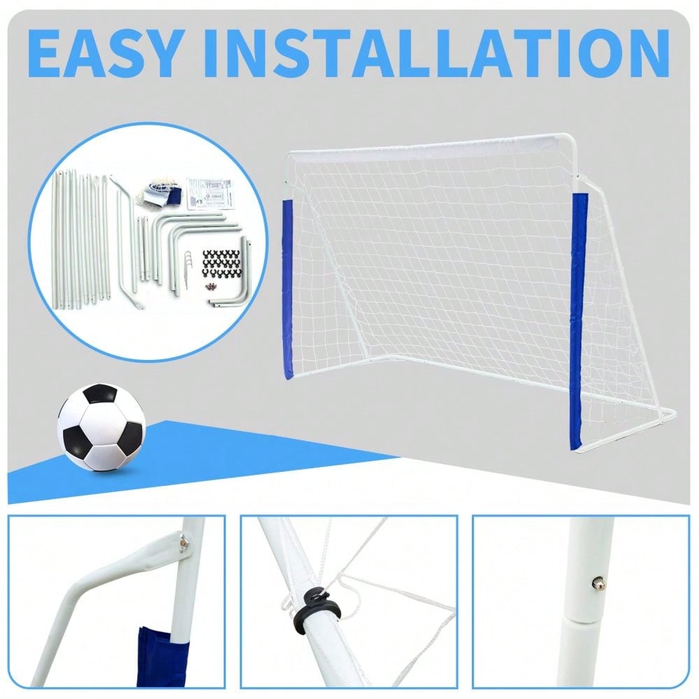 243.8cm x 152.4(8x5FT) Soccer Goals for Backyard Portable Net Collapsible Metal Base, Quick Setup Soccer Net for Indoor Outdoor Practice Training with Carry Bag
