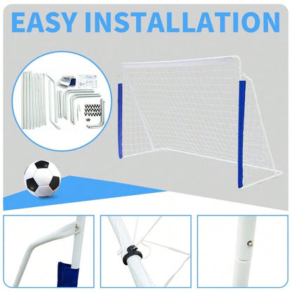 243.8cm x 152.4(8x5FT) Soccer Goals for Backyard Portable Net Collapsible Metal Base, Quick Setup Soccer Net for Indoor Outdoor Practice Training with Carry Bag