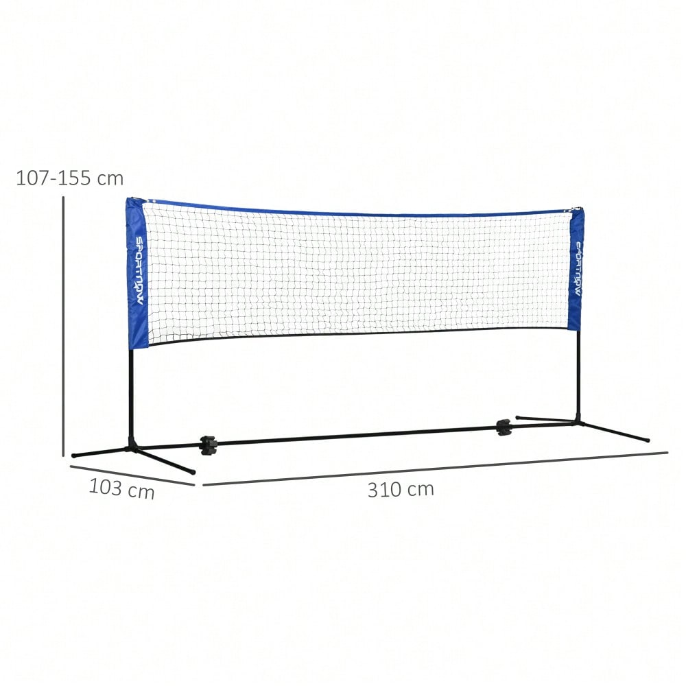 SPORTNOW Badmintonnetz Set 103/120/155H cm, faltbares & höhenverstellbares Tennisnetz für Indoor und Outdoor, Polyester, ideal für Volleyball und Federball