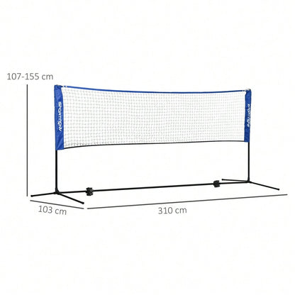 SPORTNOW Badmintonnetz Set 103/120/155H cm, faltbares & höhenverstellbares Tennisnetz für Indoor und Outdoor, Polyester, ideal für Volleyball und Federball