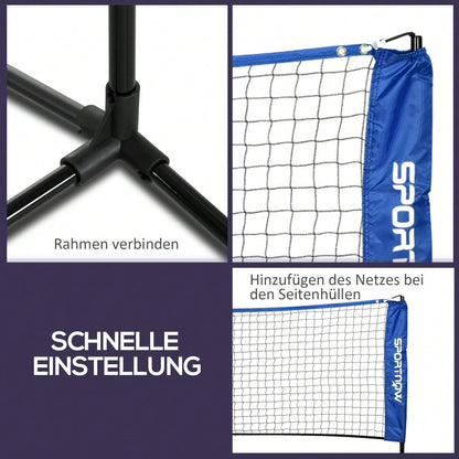 SPORTNOW Badmintonnetz Set 103/120/155H cm, faltbares & höhenverstellbares Tennisnetz für Indoor und Outdoor, Polyester, ideal für Volleyball und Federball