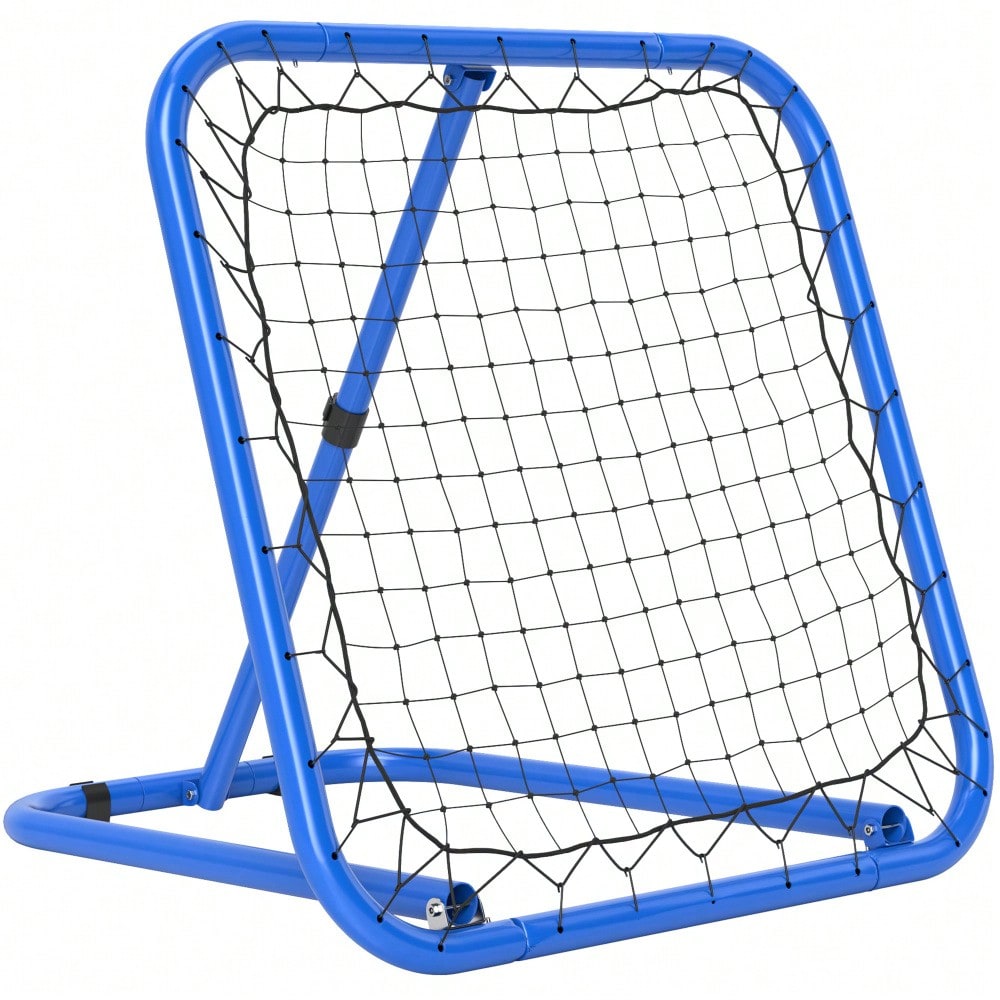HOMCOM Rebounder für Fußball, klappbar Fußball Rebounder 63 x 63 cm Verstellbar Fußballtor Kicker für Baseball Basketball, Metall, Blau