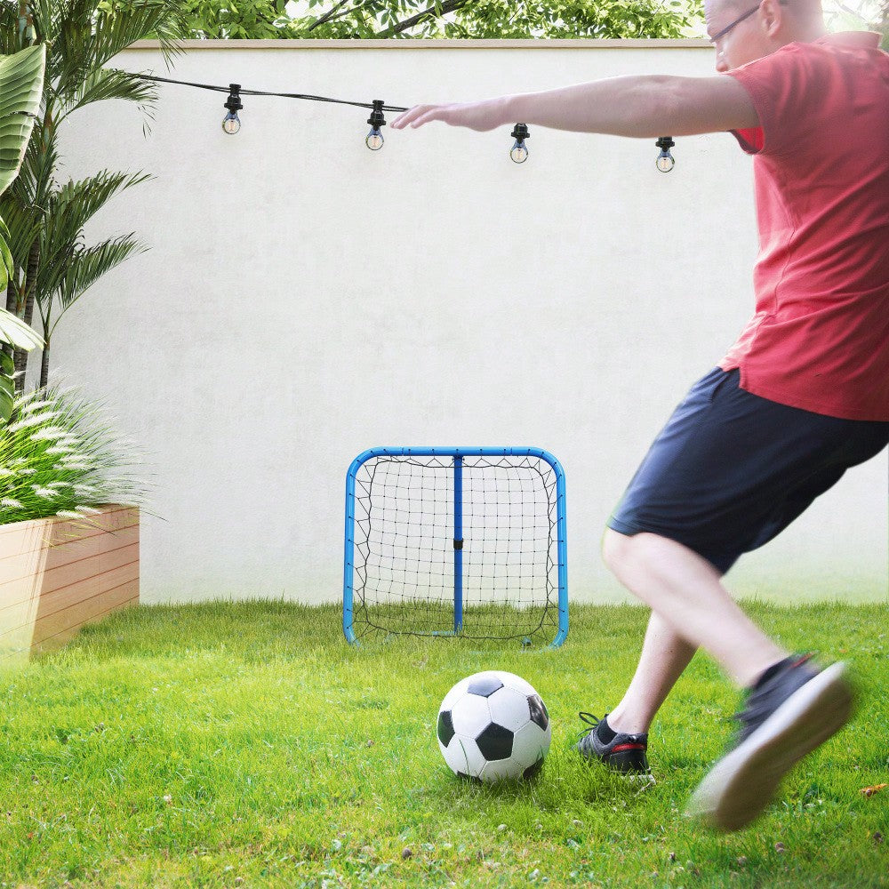 HOMCOM Rebounder für Fußball, klappbar Fußball Rebounder 63 x 63 cm Verstellbar Fußballtor Kicker für Baseball Basketball, Metall, Blau