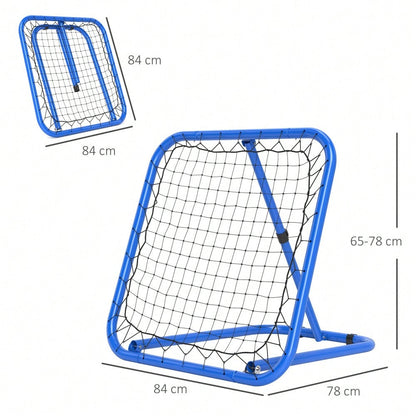 HOMCOM Rebounder für Fußball, klappbar Fußball Rebounder 63 x 63 cm Verstellbar Fußballtor Kicker für Baseball Basketball, Metall, Blau