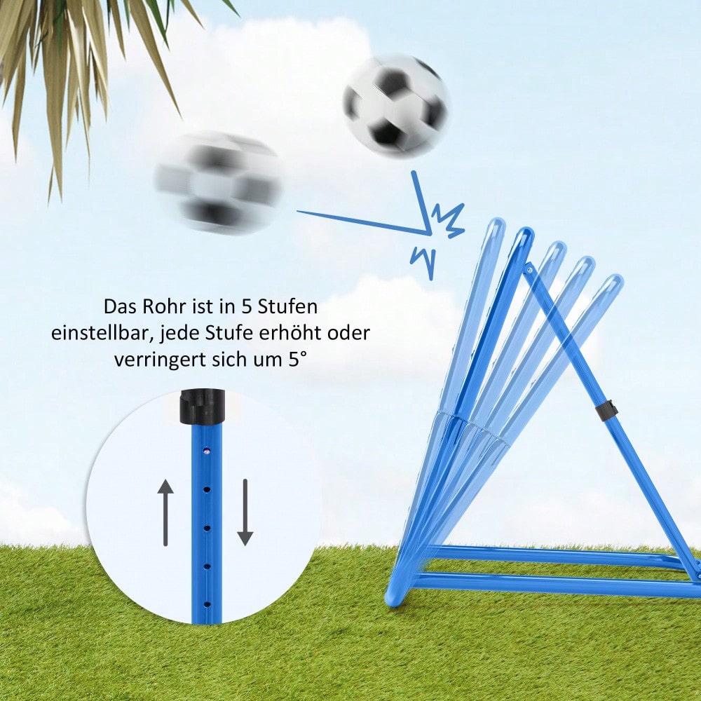 HOMCOM Rebounder für Fußball, klappbar Fußball Rebounder 63 x 63 cm Verstellbar Fußballtor Kicker für Baseball Basketball, Metall, Blau