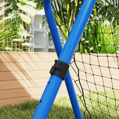 HOMCOM Rebounder für Fußball, klappbar Fußball Rebounder 63 x 63 cm Verstellbar Fußballtor Kicker für Baseball Basketball, Metall, Blau