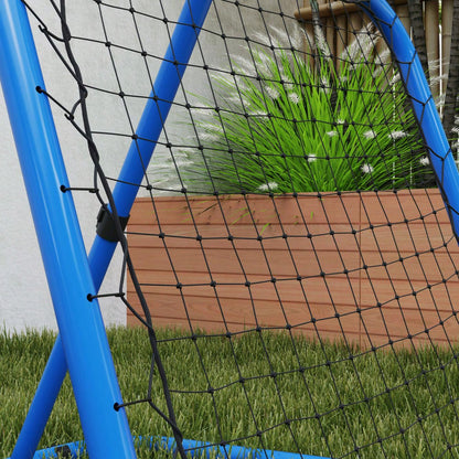 HOMCOM Rebounder für Fußball, klappbar Fußball Rebounder 63 x 63 cm Verstellbar Fußballtor Kicker für Baseball Basketball, Metall, Blau
