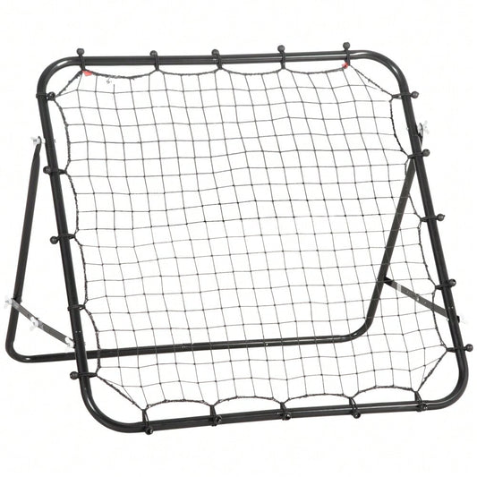 HOMCOM Fußball Rebounder Kickback Tor Rückprallwand 96x80x96 cm aus Metallrohr und PE in Schwarz für Training und Spiel