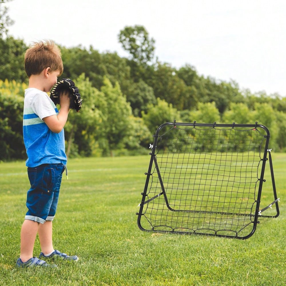 HOMCOM Fußball Rebounder Kickback Tor Rückprallwand 96x80x96 cm aus Metallrohr und PE in Schwarz für Training und Spiel