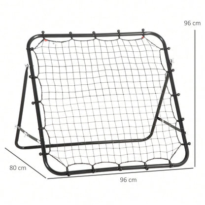 HOMCOM Fußball Rebounder Kickback Tor Rückprallwand 96x80x96 cm aus Metallrohr und PE in Schwarz für Training und Spiel
