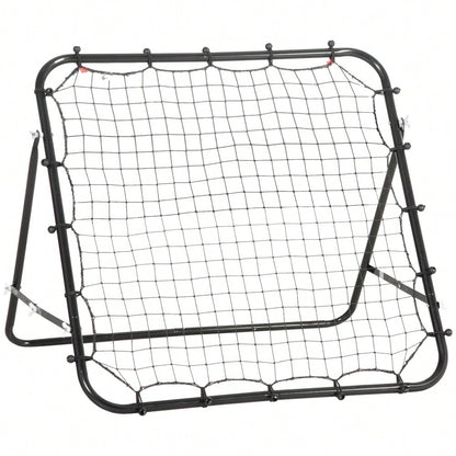 HOMCOM Fußball Rebounder Kickback Tor Rückprallwand 96x80x96 cm aus Metallrohr und PE in Schwarz für Training und Spiel