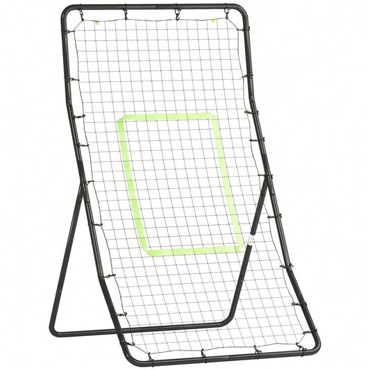 HOMCOM Kickback Rebounder Tor 75x126cm, Rückprallwand aus Stahl und PE, Trainingshilfe für Fußball, Schwarz