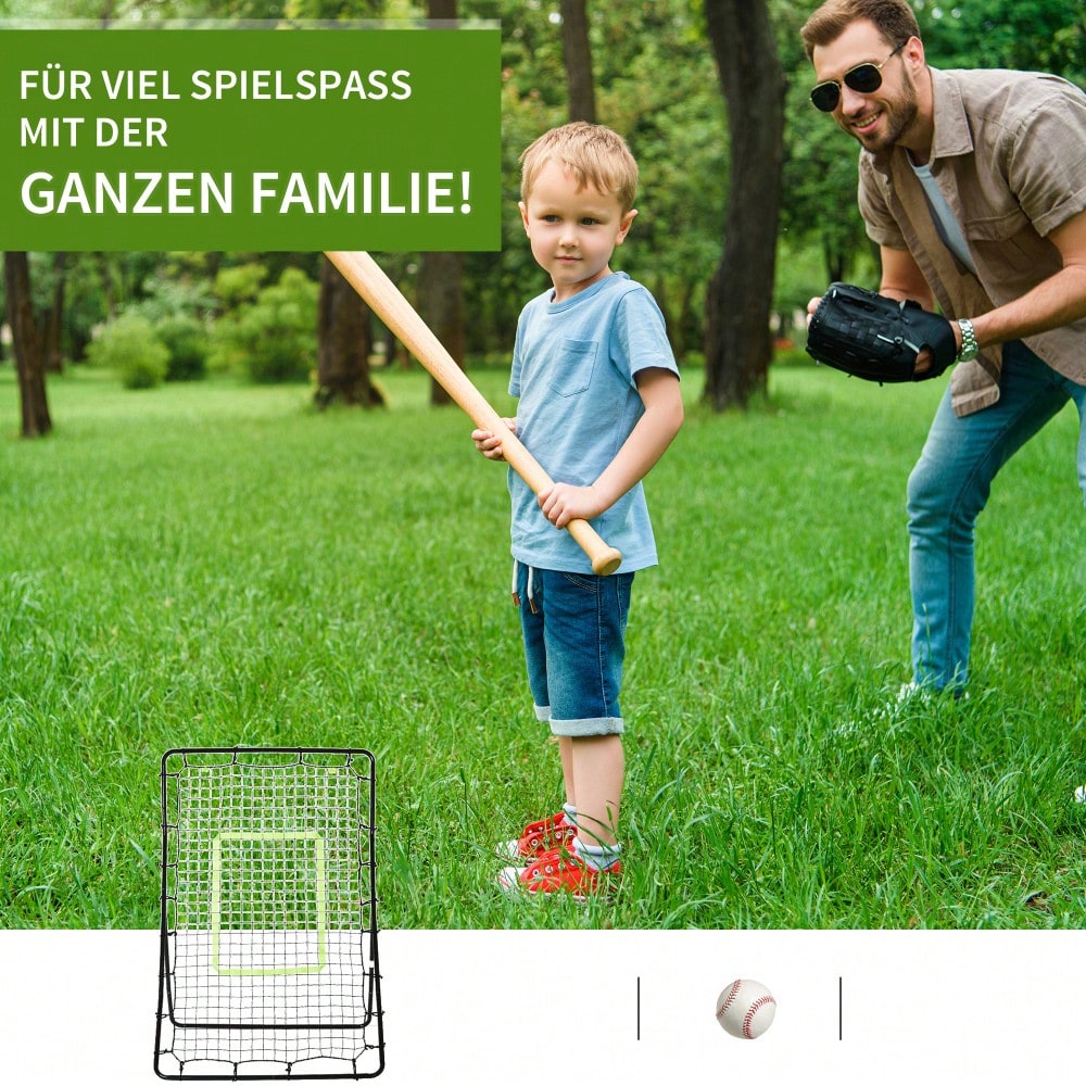 HOMCOM Kickback Rebounder Tor 75x126cm, Rückprallwand aus Stahl und PE, Trainingshilfe für Fußball, Schwarz
