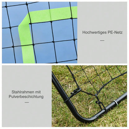 HOMCOM Kickback Rebounder Tor 75x126cm, Rückprallwand aus Stahl und PE, Trainingshilfe für Fußball, Schwarz