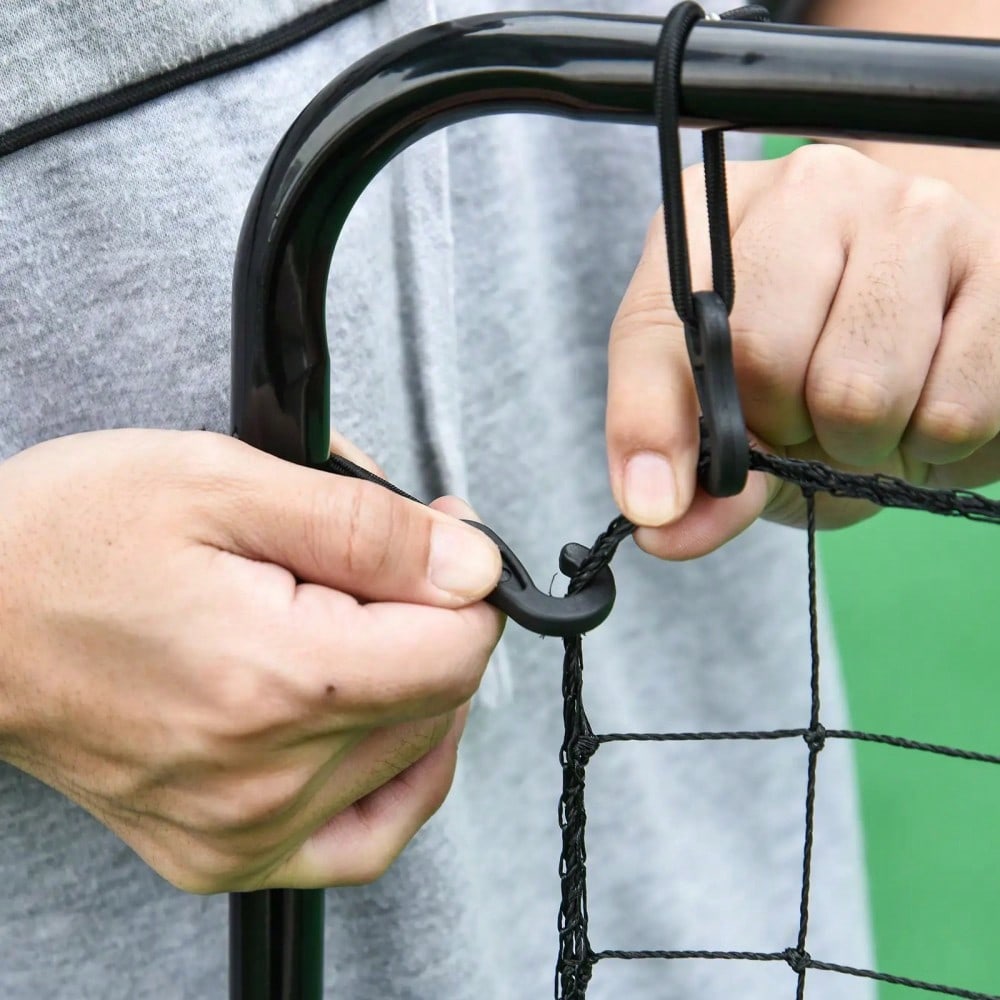 HOMCOM Kickback Rebounder Tor 75x126cm, Rückprallwand aus Stahl und PE, Trainingshilfe für Fußball, Schwarz