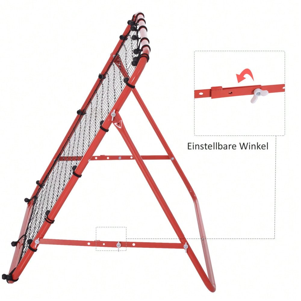HOMCOM Fußball Rückprallwand Rebounder Tor Netz 96 x 80 x 96 cm, verstellbarer Winkel, rot-schwarz, ideal für Training & Spiel