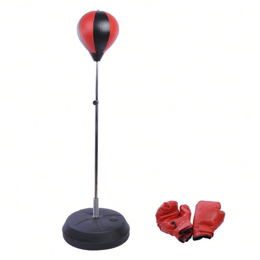HOMCOM Punchingball Set Standbox höhenverstellbar 125-145cm Handschuhe Pumpe Profi & Anfänger