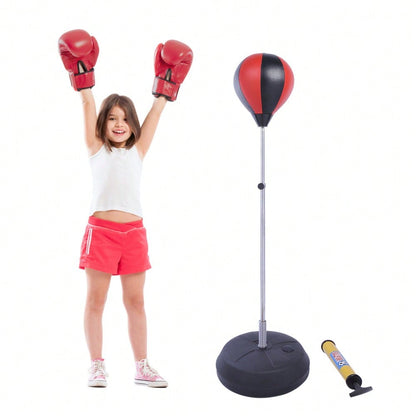 HOMCOM Punchingball Set Standbox höhenverstellbar 125-145cm Handschuhe Pumpe Profi & Anfänger