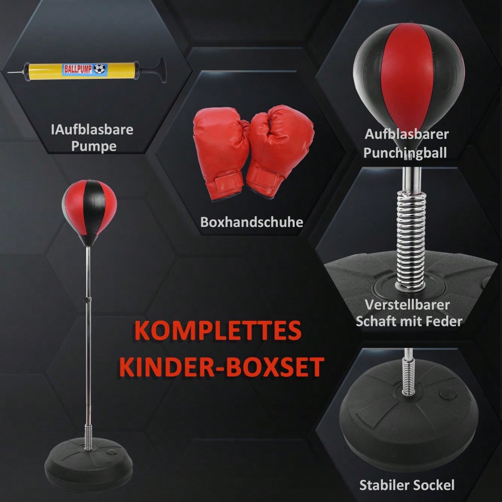 HOMCOM Punchingball Set Standbox höhenverstellbar 125-145cm Handschuhe Pumpe Profi & Anfänger