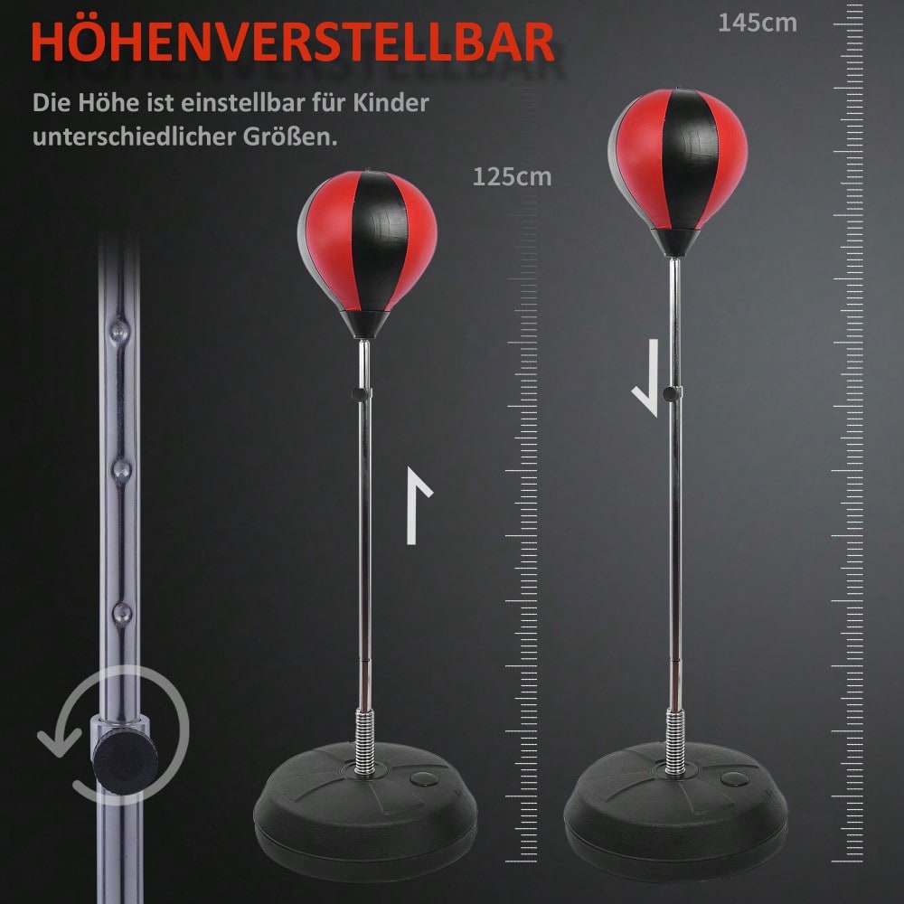 HOMCOM Punchingball Set Standbox höhenverstellbar 125-145cm Handschuhe Pumpe Profi & Anfänger