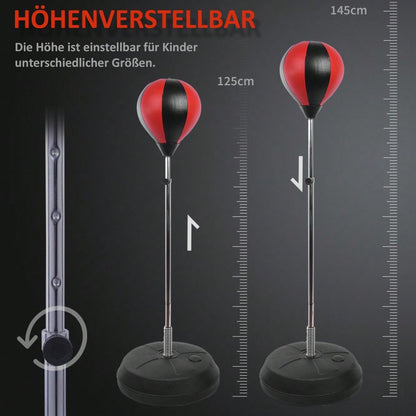 HOMCOM Punchingball Set Standbox höhenverstellbar 125-145cm Handschuhe Pumpe Profi & Anfänger