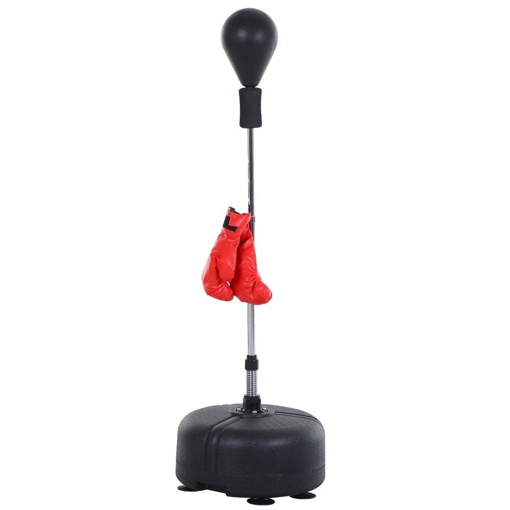 HOMCOM Punchingball Set Standbox Training Set 136-154 cm höhenverstellbar mit 1 paar Handschuhe Geeignet für Profis und Anfänger Schwarz