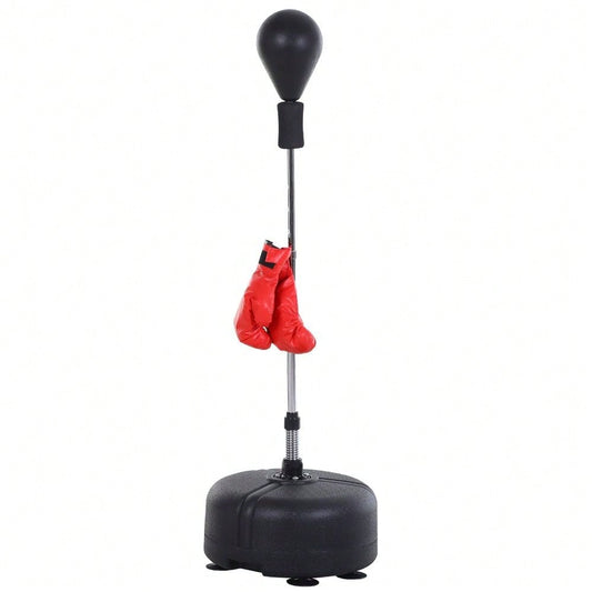 HOMCOM Punchingball Set Standbox Training Set 136-154 cm höhenverstellbar mit 1 paar Handschuhe Geeignet für Profis und Anfänger Schwarz