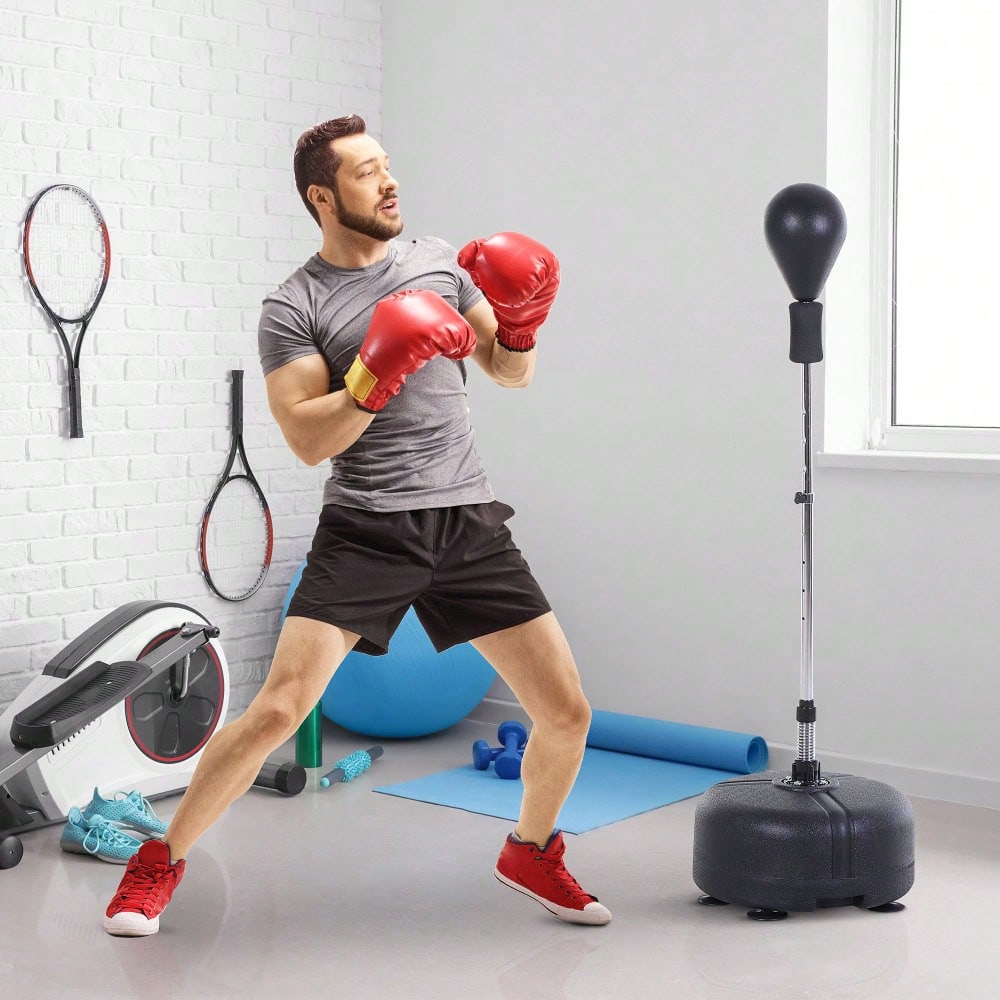 HOMCOM Punchingball Set Standbox Training Set 136-154 cm höhenverstellbar mit 1 paar Handschuhe Geeignet für Profis und Anfänger Schwarz