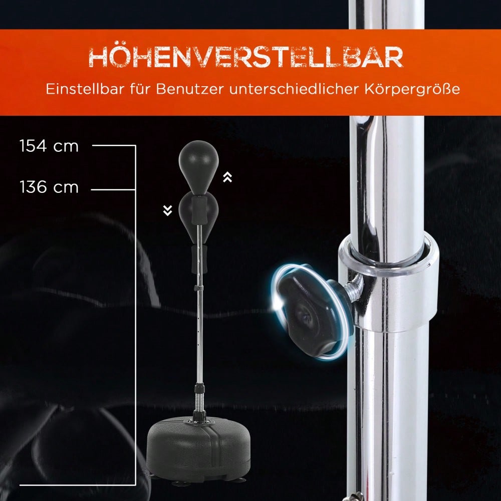 HOMCOM Punchingball Set Standbox Training Set 136-154 cm höhenverstellbar mit 1 paar Handschuhe Geeignet für Profis und Anfänger Schwarz