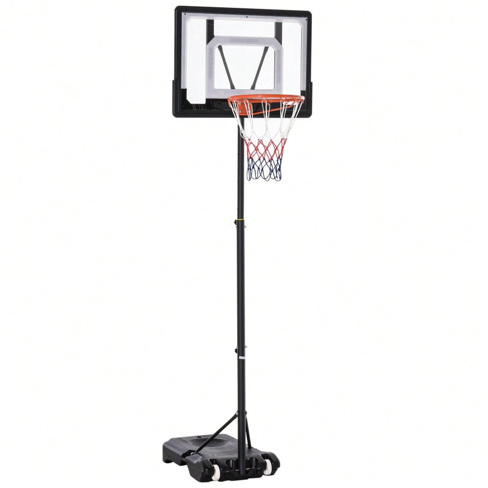 HOMCOM Basketballkorb für draußen  Höhenverstellbarer Basketballständer für Kinder mit Rädern, Schwarz, 83 x 75 x 206-260 cm
