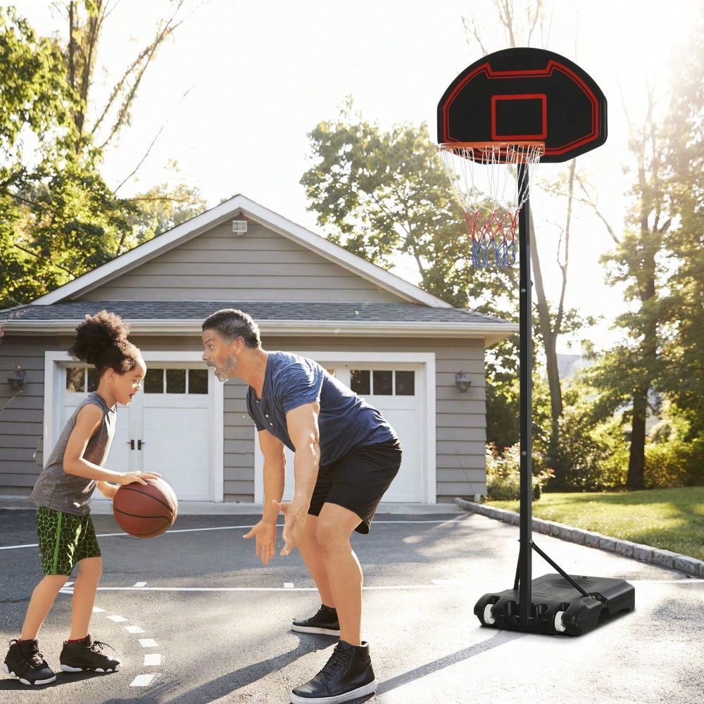 HOMCOM Basketballkorb mit Ständer Outdoor höhenverstellbar 195-250 cm für Kinder 8-14 Jahre mit Rädern
