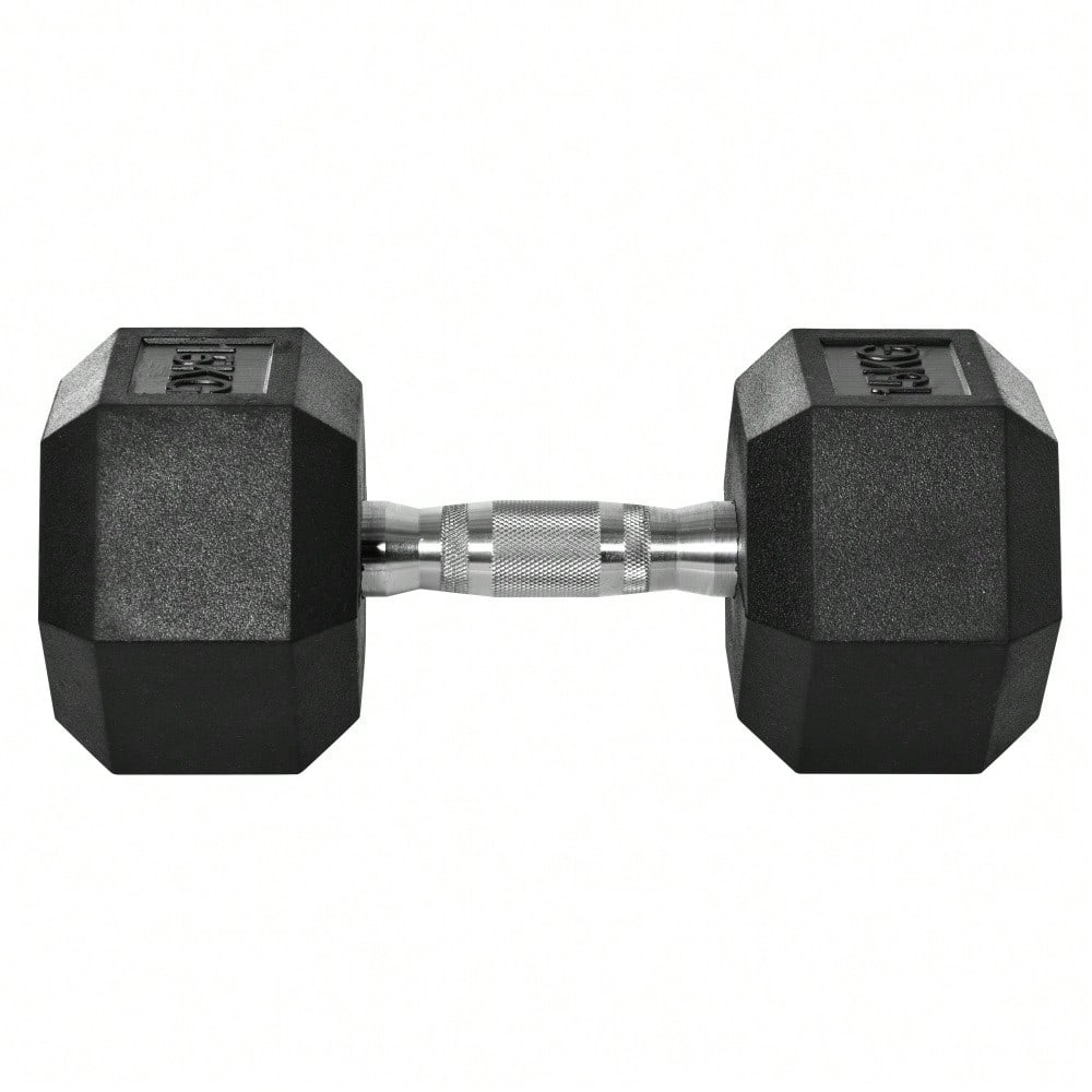 HOMCOM Hexagon Kurzhantel Gusseisen Hantel Gummi-Hantel Griff gerändelt Gewichte Metall Gummi schwarz 1 x 15 KG