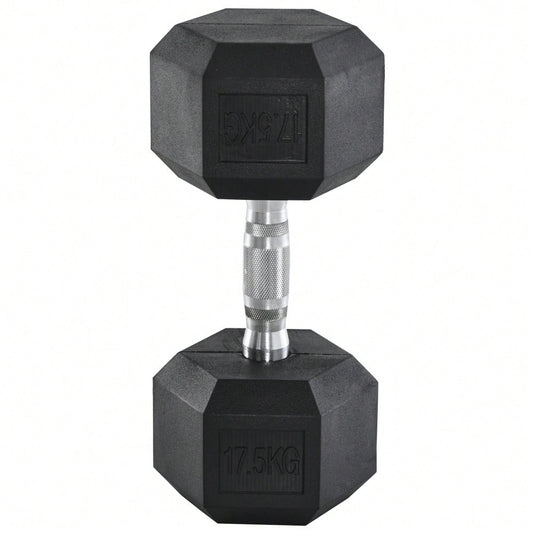 HOMCOM Hexagon Gummihanteln 17,5kg Gusseisen Krafttraining Schwarz