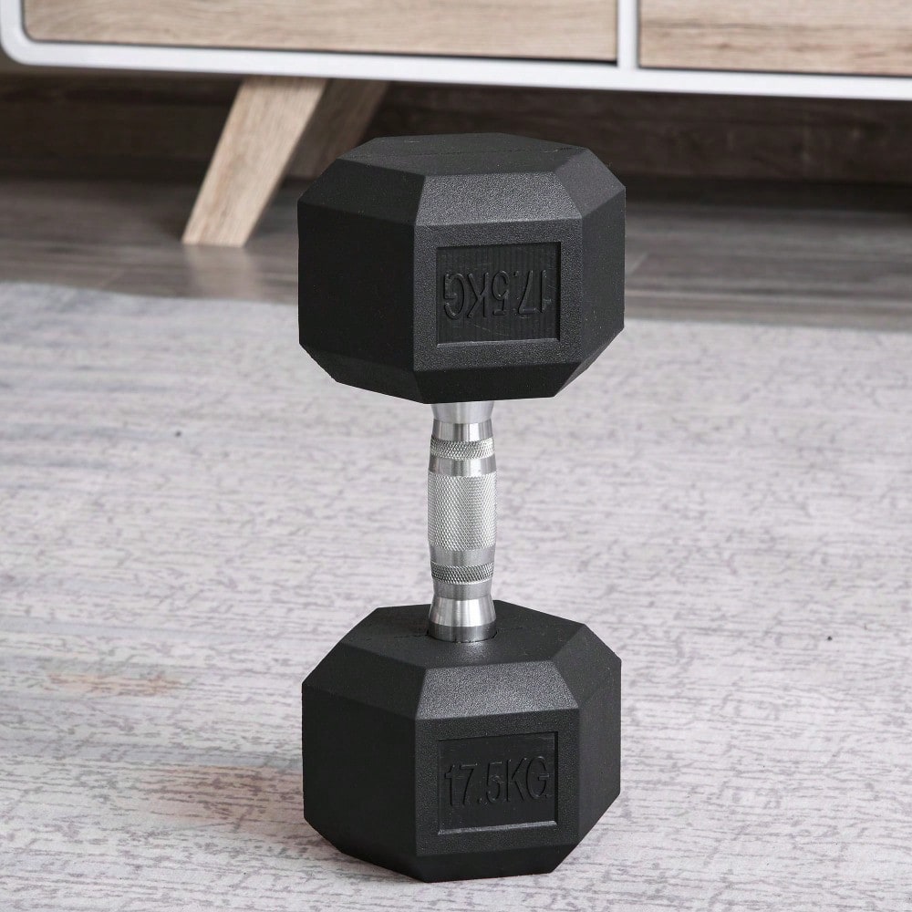 HOMCOM Hexagon Gummihanteln 17,5kg Gusseisen Krafttraining Schwarz