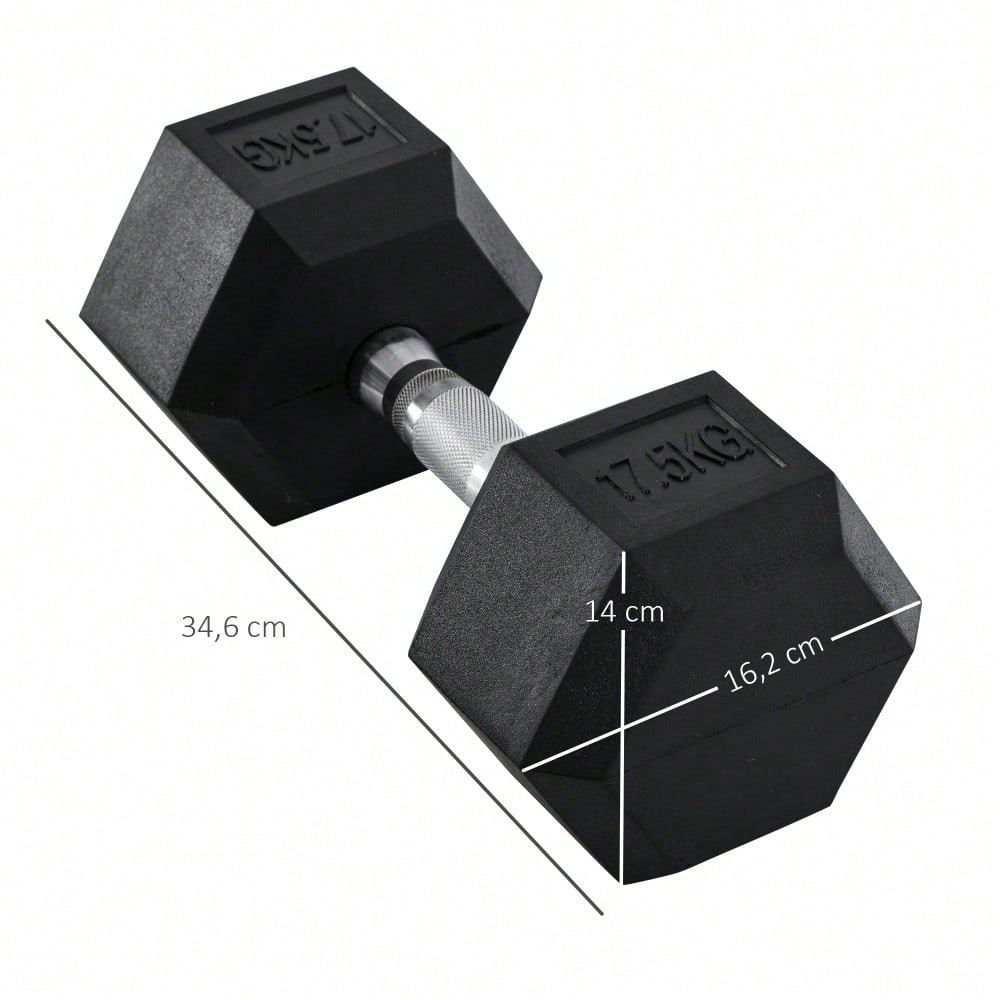 HOMCOM Hexagon Gummihanteln 17,5kg Gusseisen Krafttraining Schwarz