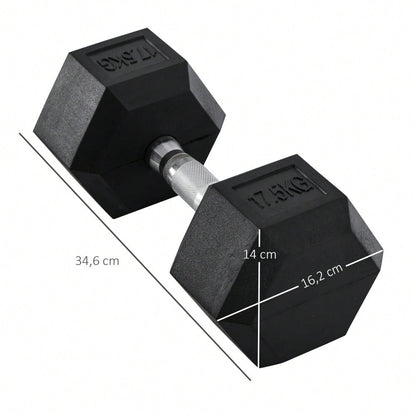 HOMCOM Hexagon Gummihanteln 17,5kg Gusseisen Krafttraining Schwarz