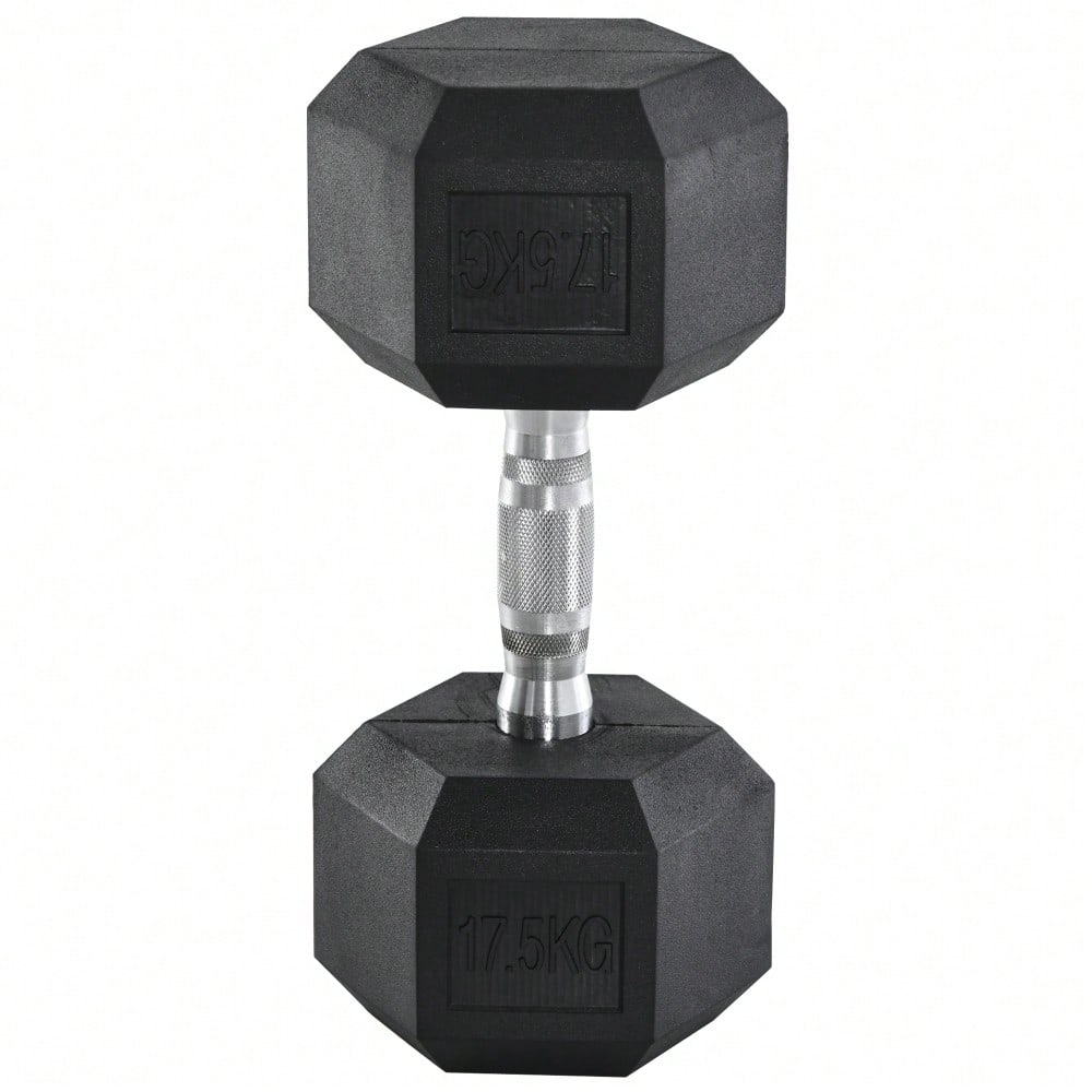 HOMCOM Hexagon Gummihanteln 17,5kg Gusseisen Krafttraining Schwarz