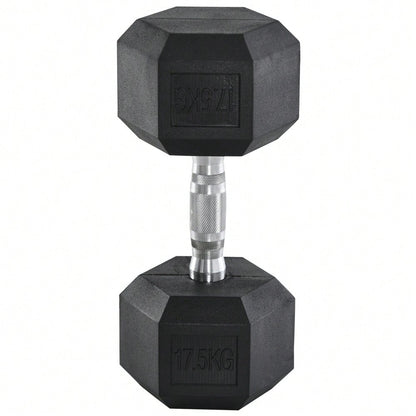 HOMCOM Hexagon Gummihanteln 17,5kg Gusseisen Krafttraining Schwarz