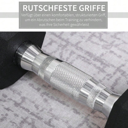 HOMCOM Hexagon Kurzhanteln 2er Set Gusseisen Hanteln Griff gerändelt Hantel Set Kurzhantelset Gewichte Metall Gummi schwarz 2 x 4 KG