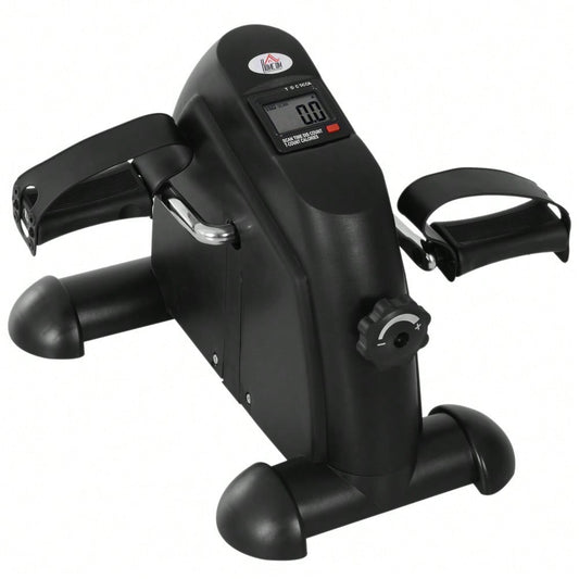 HOMCOM Mini Bike Pedaltrainer Trainingsrad mit LCD-Display, gusseisen, schwarz, kompakt 35x40x31cm für Zuhause & Fitness