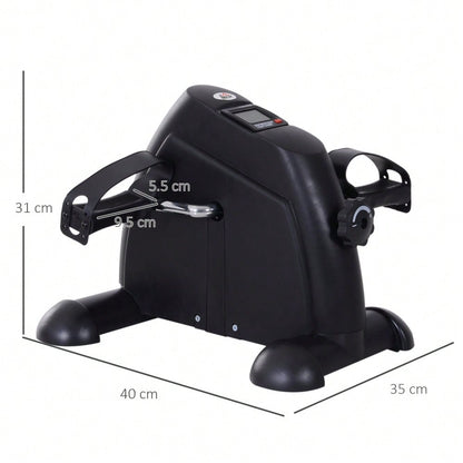 HOMCOM Mini Bike Pedaltrainer Trainingsrad mit LCD-Display, gusseisen, schwarz, kompakt 35x40x31cm für Zuhause & Fitness
