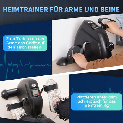 HOMCOM Mini Bike Pedaltrainer Trainingsrad mit LCD-Display, gusseisen, schwarz, kompakt 35x40x31cm für Zuhause & Fitness