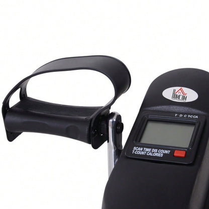 HOMCOM Mini Bike Pedaltrainer Trainingsrad mit LCD-Display, gusseisen, schwarz, kompakt 35x40x31cm für Zuhause & Fitness