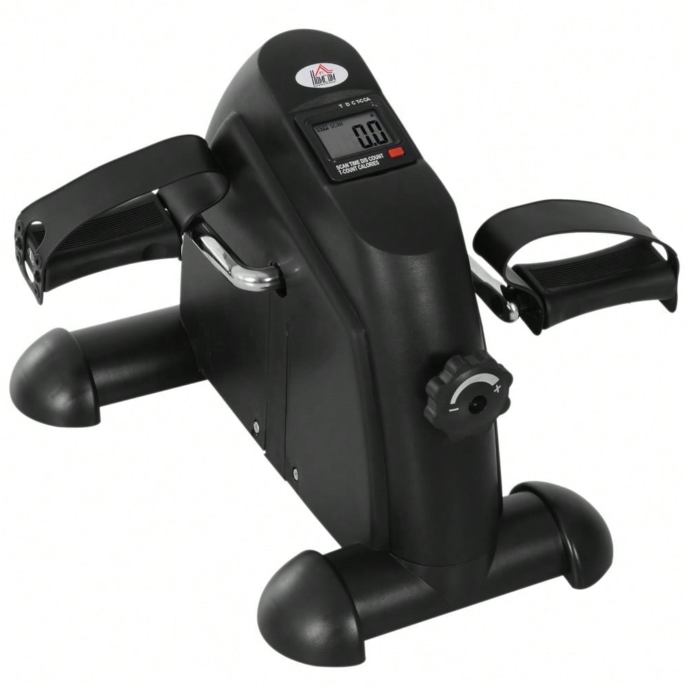 HOMCOM Mini Bike Pedaltrainer Trainingsrad mit LCD-Display, gusseisen, schwarz, kompakt 35x40x31cm für Zuhause & Fitness