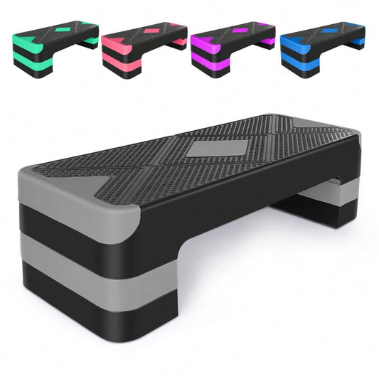 Aerobic Exercise Step Adjustable Aerobic Stepper for Exercise Workout Step Platform for Step Up, 68.5cm/27" Step Deck with 10cm/4",15cm/ 6",20cm/8" Adjustable Height Risers (Gray)