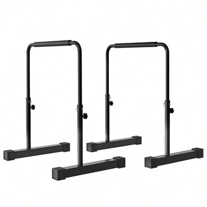 HOMCOM Dip Barren Bars 2er Set Rutschfest Dip Station 80-100 cm Höhenverstellbar Fitness Parallettes für Muskeltraining und Krafttraining Stahl Schwarz