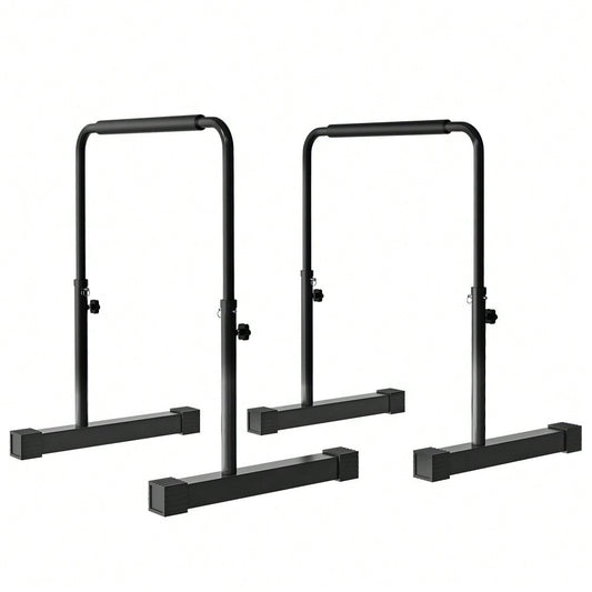 HOMCOM Dip Barren Bars 2er Set Rutschfest Dip Station 80-100 cm Höhenverstellbar Fitness Parallettes für Muskeltraining und Krafttraining Stahl Schwarz