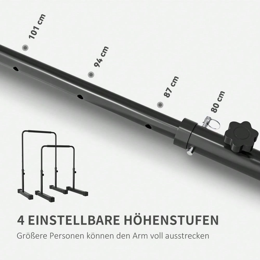HOMCOM Dip Barren Bars 2er Set Rutschfest Dip Station 80-100 cm Höhenverstellbar Fitness Parallettes für Muskeltraining und Krafttraining Stahl Schwarz