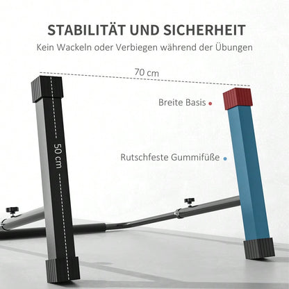 HOMCOM Dip Barren Bars 2er Set Rutschfest Dip Station 80-100 cm Höhenverstellbar Fitness Parallettes für Muskeltraining und Krafttraining Stahl Schwarz