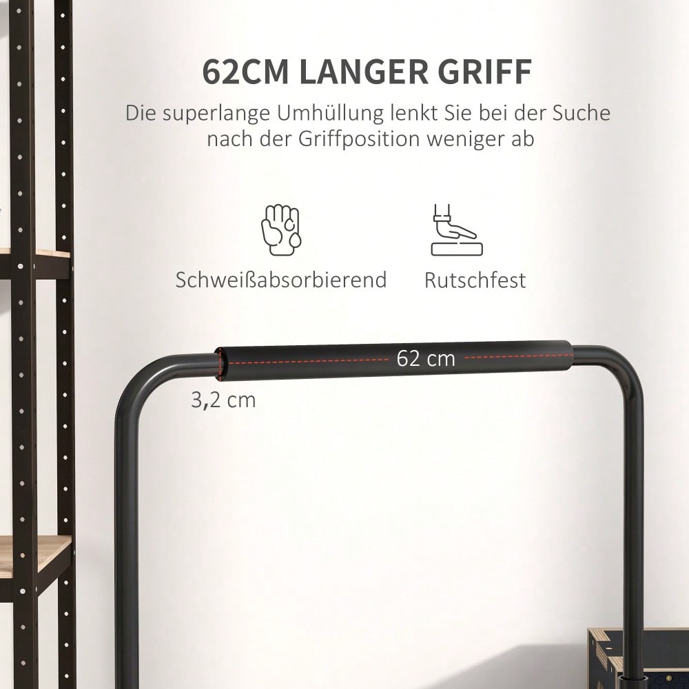 HOMCOM Dip Barren Bars 2er Set Rutschfest Dip Station 80-100 cm Höhenverstellbar Fitness Parallettes für Muskeltraining und Krafttraining Stahl Schwarz